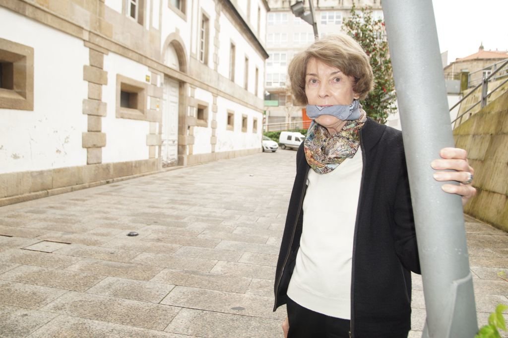 Susan George, ayer en Vigo, en protesta a la  “ley mordaza”.