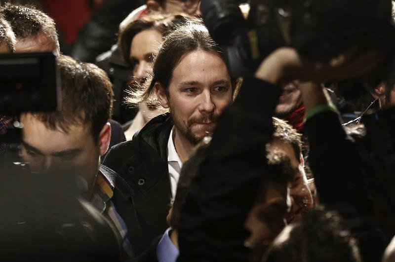 El líder de Podemos, Pablo Iglesias, a su llegada al acto de clausura de la Asamblea Ciudadana