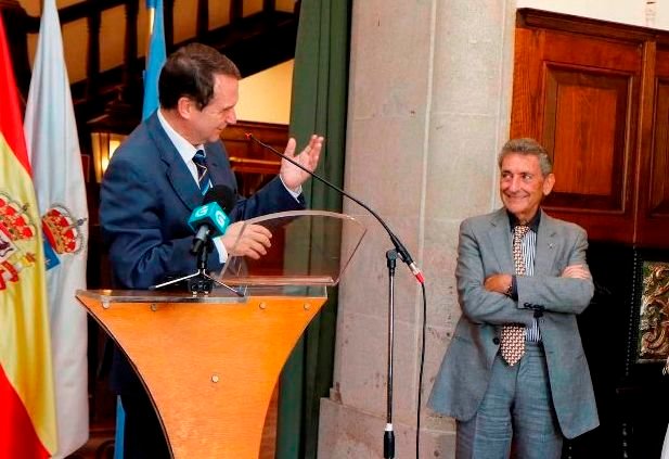 Abel Caballero y Carlos Mouriño, en la recepción realizada al Panathinaikos en Castrelos.
