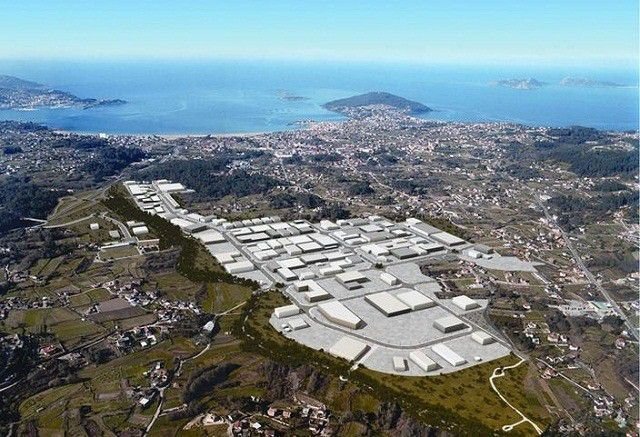 Vista aérea del Parque Empresarial de Porto do Molle en Nigrán.