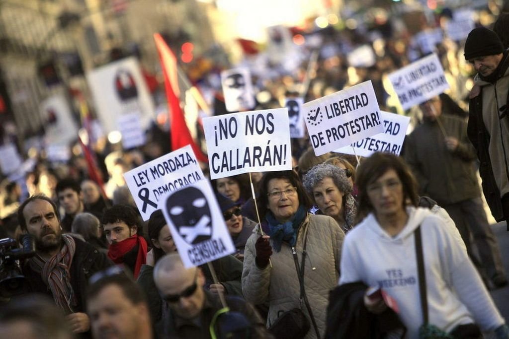 Una de las protestas contra la ‘ley mordaza’ que se convocaron en España antes de su entrada en vigor.