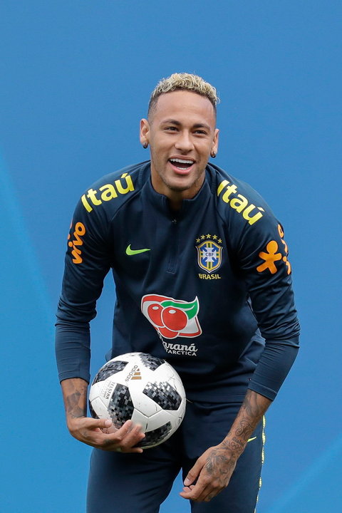 Neymar, en la sesión de ayer.