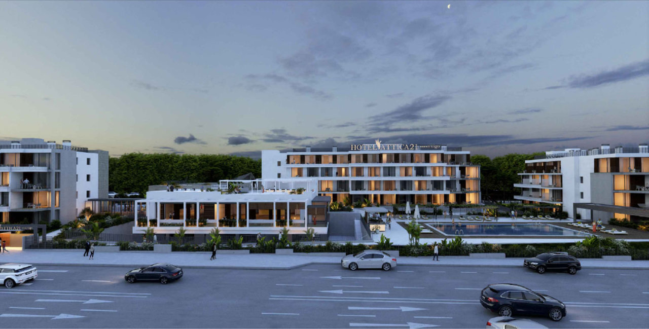 Recreación de cómo será el nuevo hotel de Attica 21 en las instalaciones del viejo hotel Samil, que será demolido.