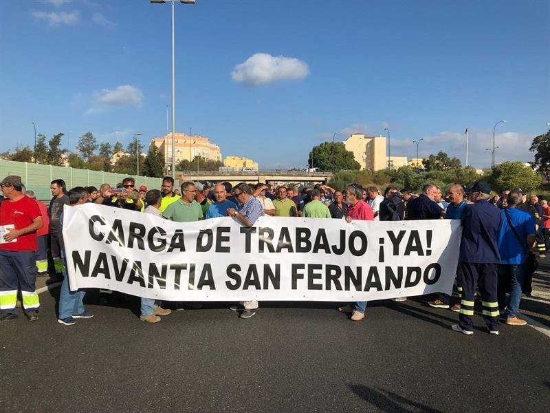 Los trabajadores del astillero de Navantia de San Fernando (Cádiz)