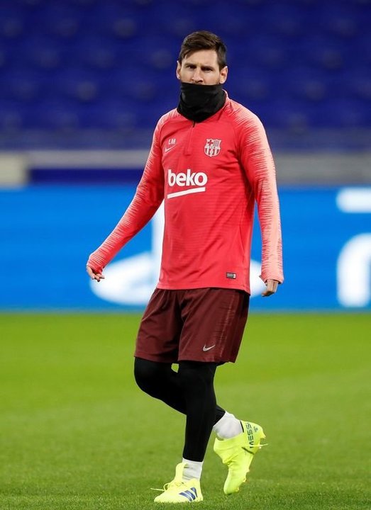 Lionel Messi, ayer, en el estadio Parc Olympique Lyonnais.