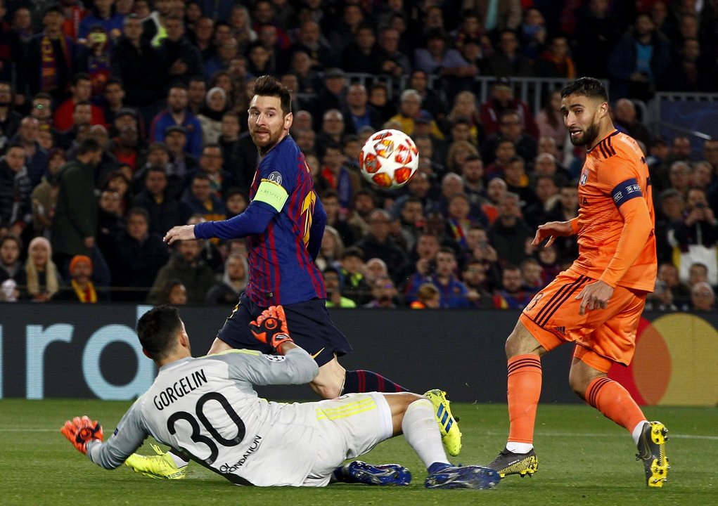Messi anotó dos goles el miércoles en el partido ante el Olympique.