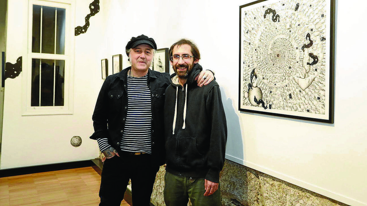 Colomán y Peri Helio, en la inauguración de su exposición en La Electric Gallery
