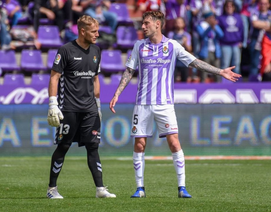 El portero vigués Yoel Rodríguez debutó ayer con el Valladolid.
