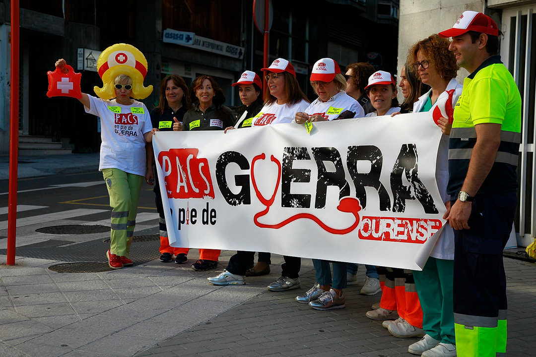 Protesta de trabajadores de PAC de Ourense, el pasado octubre.