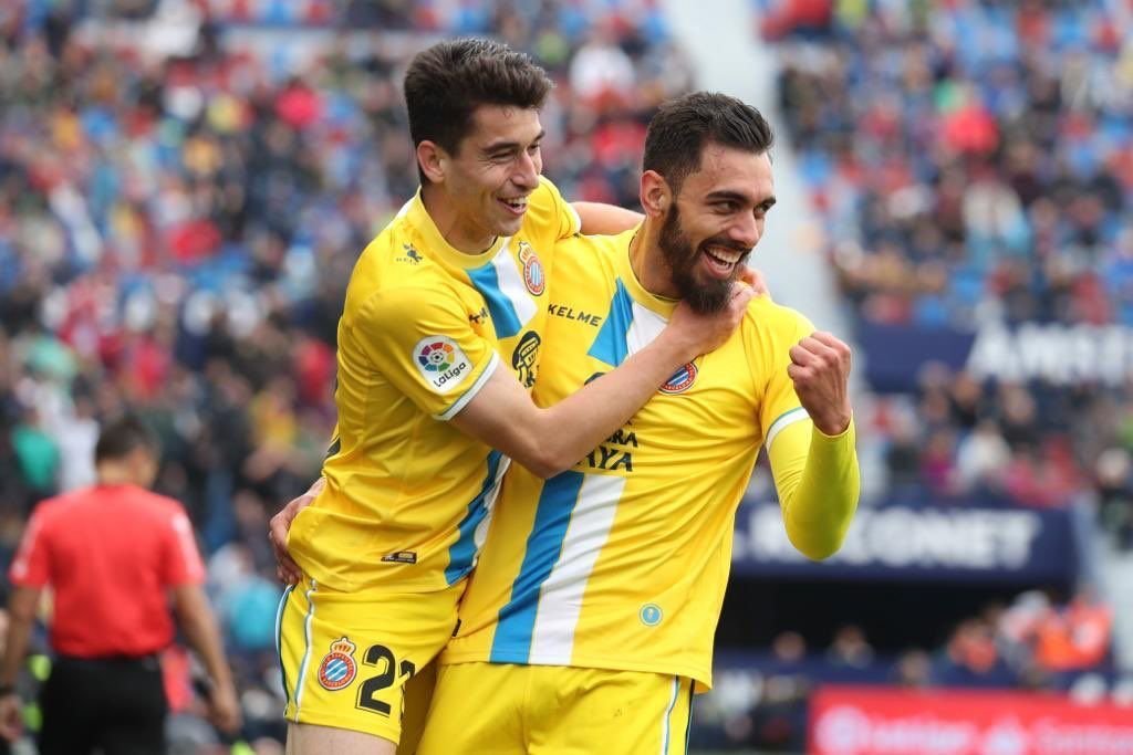 Borja Iglesias celebra su gol del pasado domingo ante el Levante.