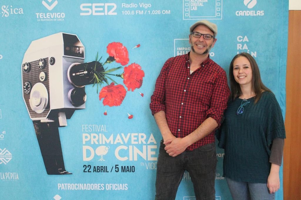 Juan de Castro e Celeste Conde, onte na presentación de Primavera de Cine.