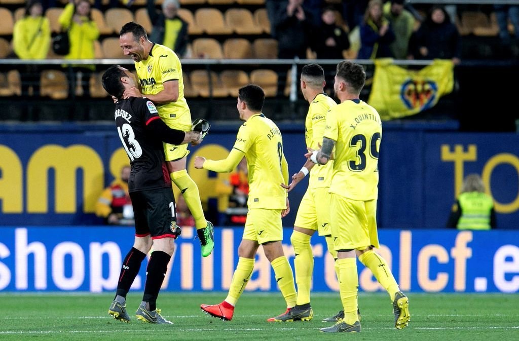 Jugadores del Villarreal celebran su victoria más reciente.