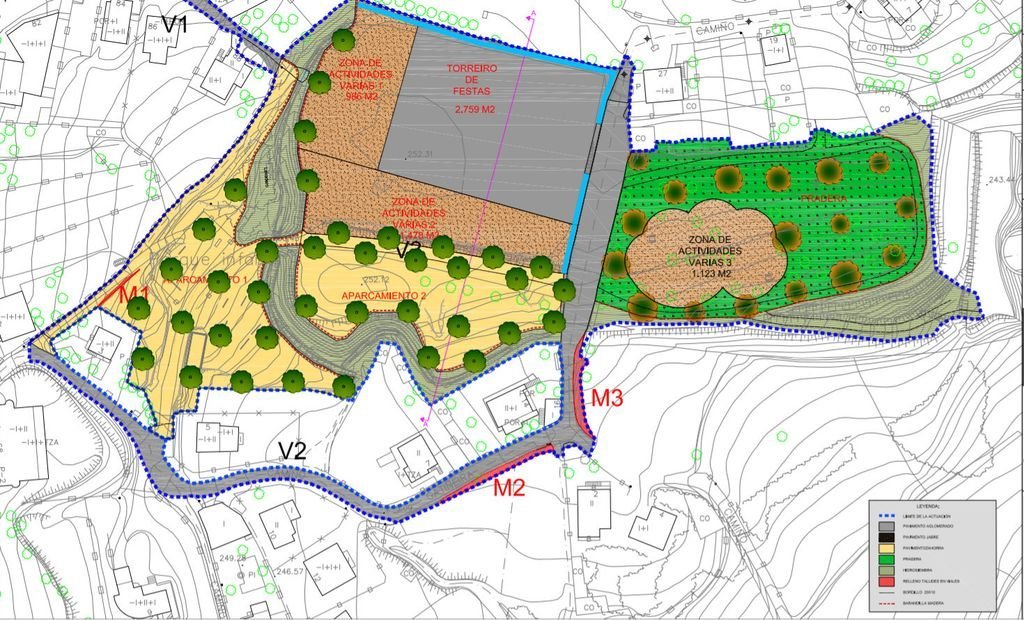 Plano de distribución de los espacios en la nueva zona verde de Candeán.