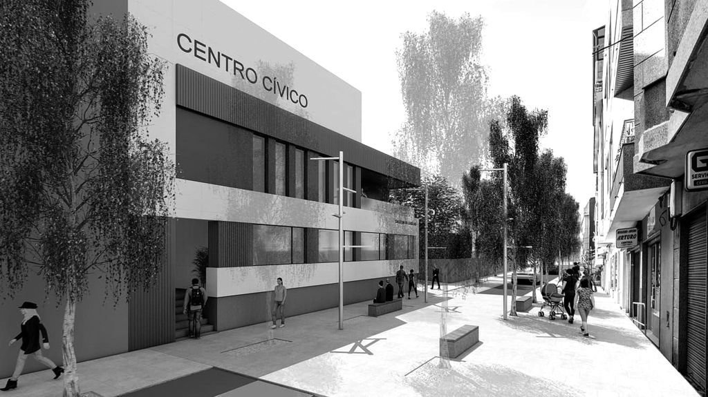Infografía de como será el nuevo Centro Cívico en el actual centro de salud una vez reformado el inmueble.
