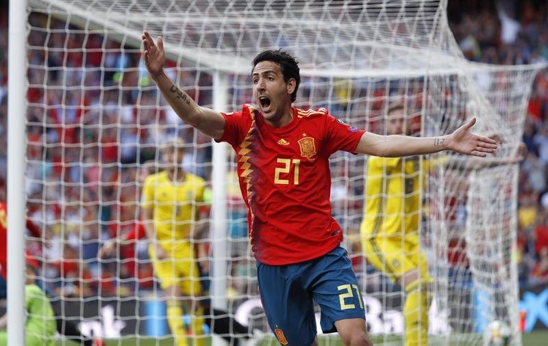 El centrocampista de España Daniel Parejo durante el partido