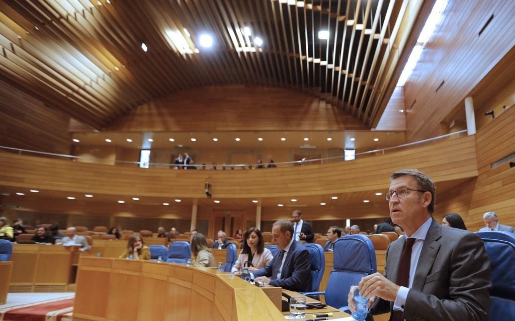 Núñez Feijóo, durante la sesión de control en el Parlamento autonómico.