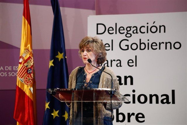 La ministra de Sanidad en funciones, María Luisa Carcedo, durante la inauguración del Primer Encuentro de Investigaciones en Adicciones celebrado en la Secretaría de Estado de Igualdad