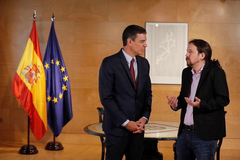 Pedro Sánchez y Pablo Iglesias, durante su última reunión en La Moncloa.