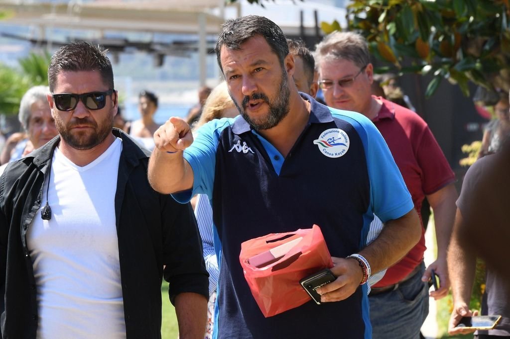 El ministro del Interior y viceprimer ministro italiano, Matteo Salvini, a su llegada a un acto en Taormina.