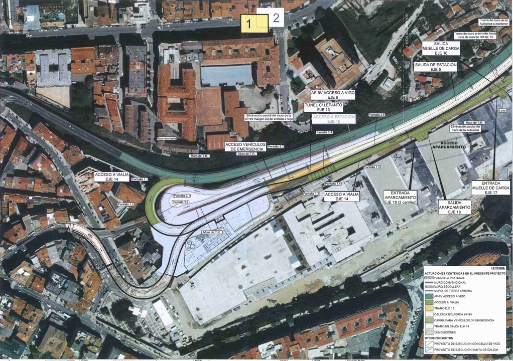 La infografía de las actuaciones previstas en el entorno de la Estación modal de Urzaiz, en las que se incluyen los viales de acceso con entrada y salida subterránea a la ciudad, así como el enlace con la AP-9.