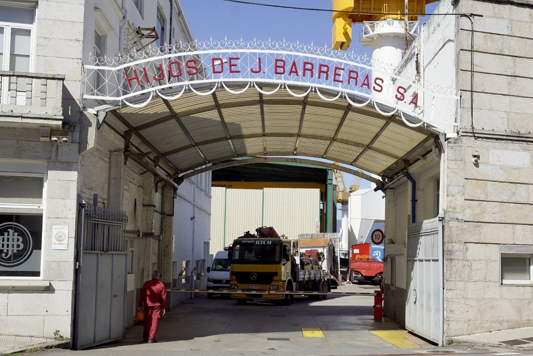 Entrada principal al astillero vigués Barreras esta mañana. // Vicente