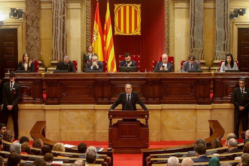 El presidente de la Generalitat, Quim Torra, comparece ante el pleno del Parlament