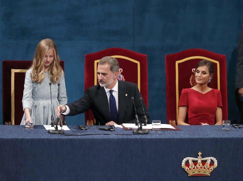 La princesa Leonor al inicio de su discurso durante la ceremonia de entrega de los Premios Princesa de Asturias 2019