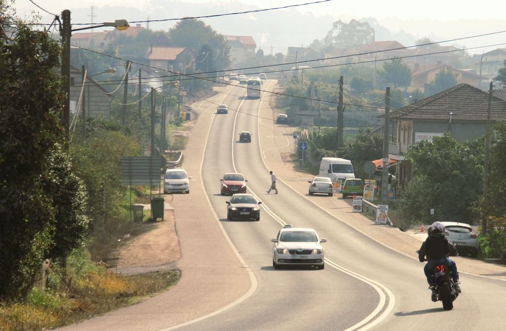 La PO 510 a día de hoy,  su paso por Budiño, tramo del barrio de Vaquería, en O Porriño.