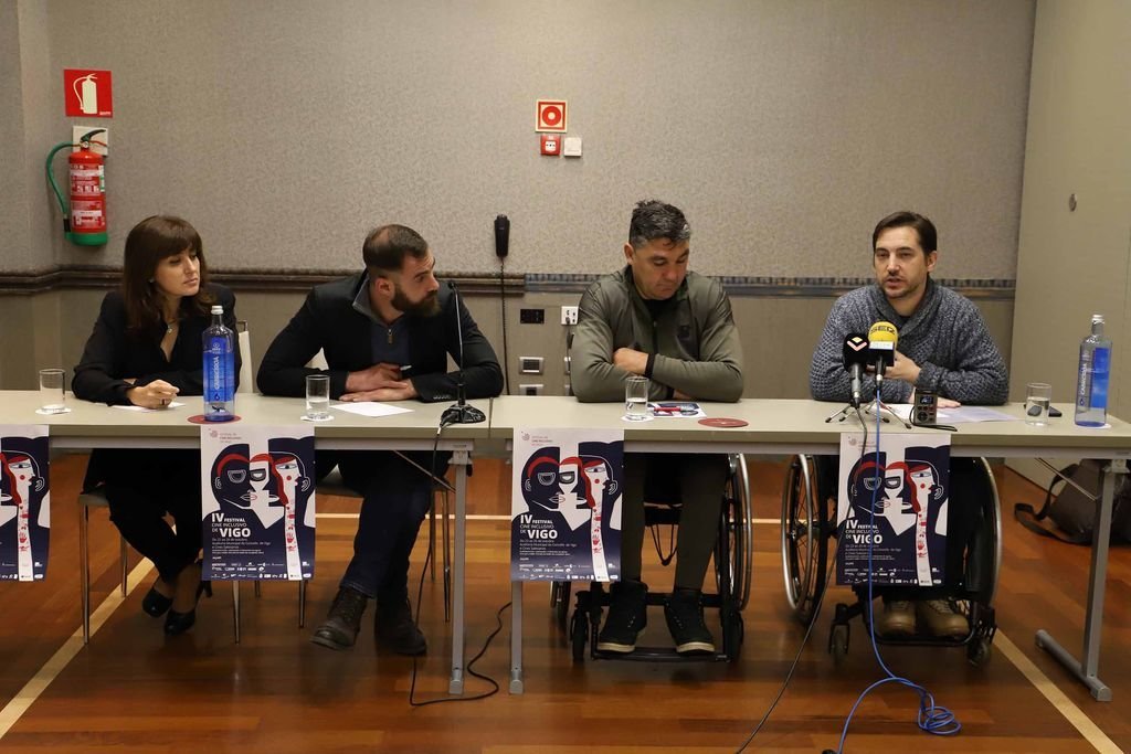 Raquel Menor, Horacio Alcalá, Simón González y Gonzalo Suárez, director del festival de Cine Inclusivo, ayer.
