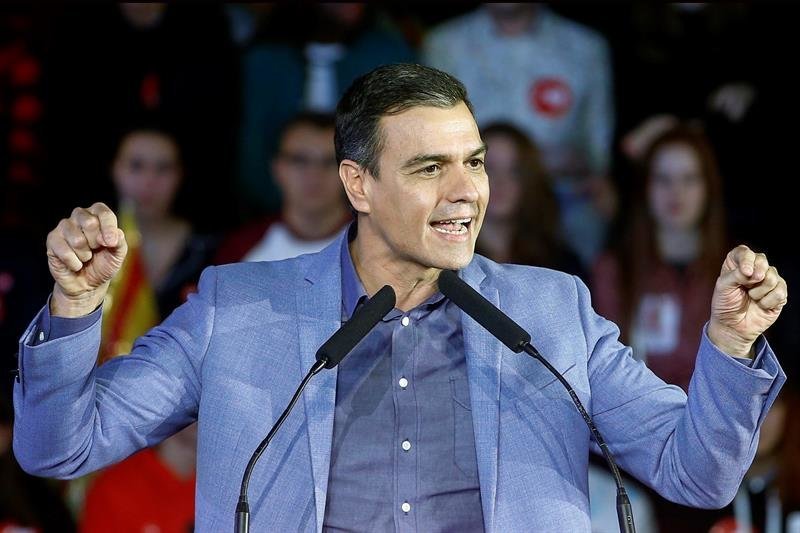 El presidente del Gobierno en funciones y candidato a la reelección por el PSOE, Pedro Sánchez