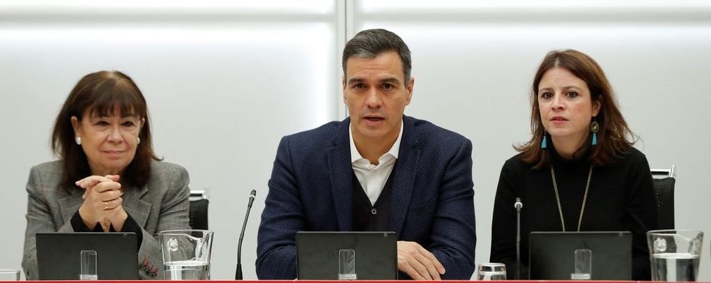 Narbona, Sánchez y Lastra, durante la reunión de la Comisión Ejecutiva Federal del PSOE.