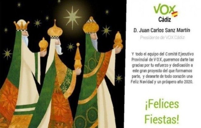 La felicitación navideña de Vox Cádiz