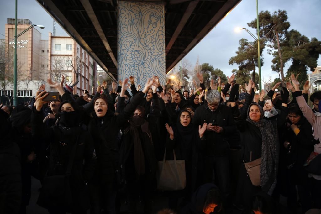 Protestas contra el régimen iraní en Teherán.