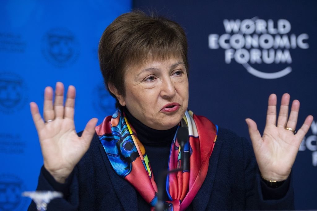 Kristalina Georgieva, directora gerente del FMI, ayer durante la presentación del Fondo en Davos.
