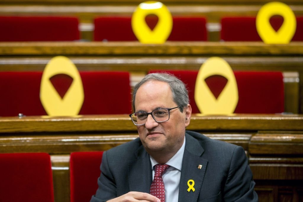 Quim Torra, presidente de la Generalitat de Cataluña, en una sesión del Parlament.
