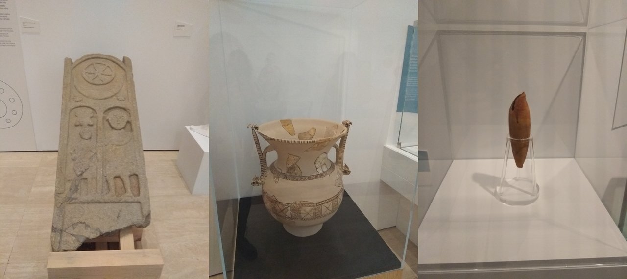 A estela funeraria do século II e a crátera de Toralla son do Museo de Castrelos; o ungüentario, no Museo do Mar