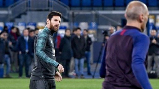 El barcelonista Lionel Messi se entrenó ayer en San Paolo.