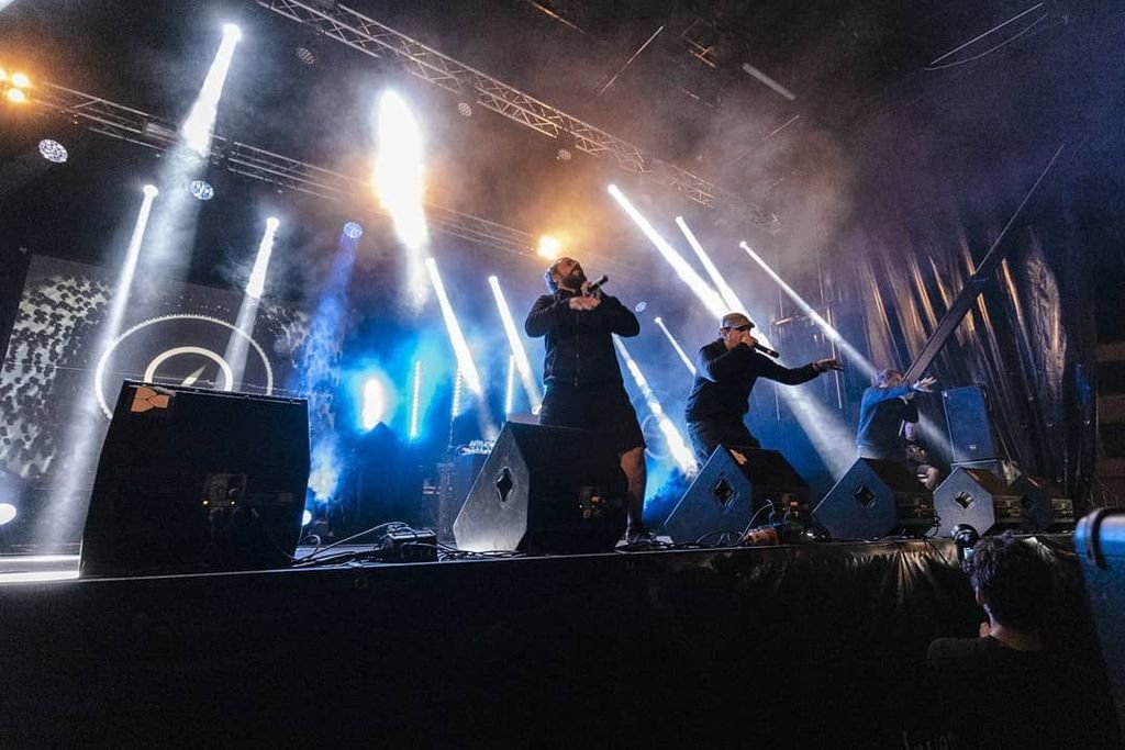 A banda de hip hop Dios ke Te Crew, nun dos seus últimos concertos na Coruña.