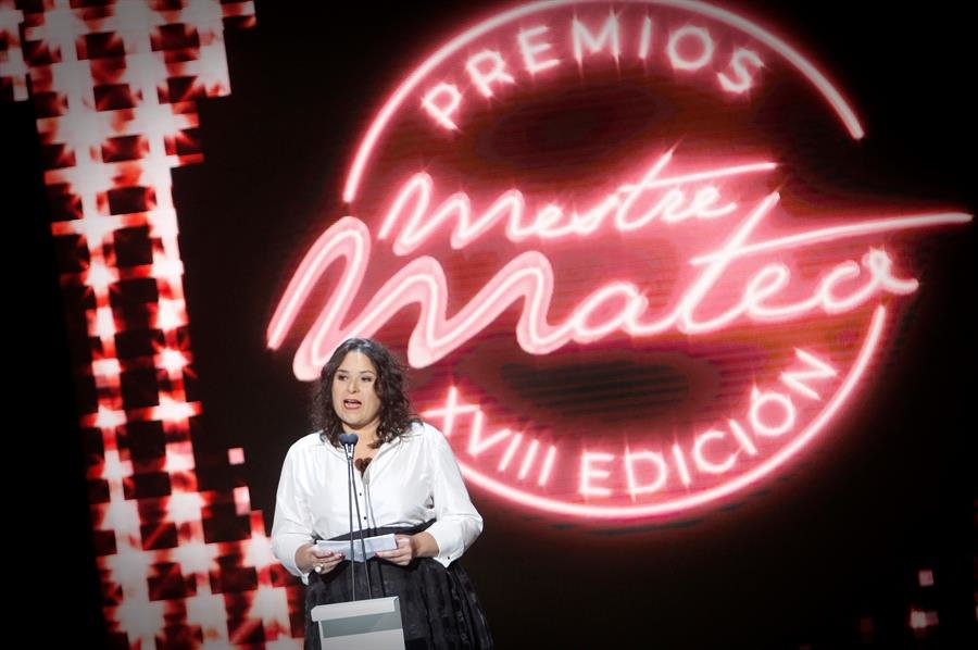 Ana Míguez, presidenta de la Academia Galega do Audiovisual, durante la gala de entrega de los XVIII Premios Mestre Mateo