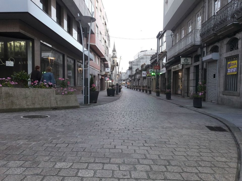 Las calles de Porriño vacías y sin ninguna actividad.