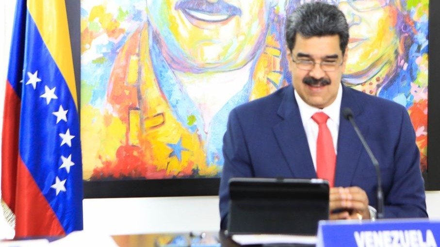 El presidente venezolano, Nicolás Maduro, durante una reunión telemática en Caracas.