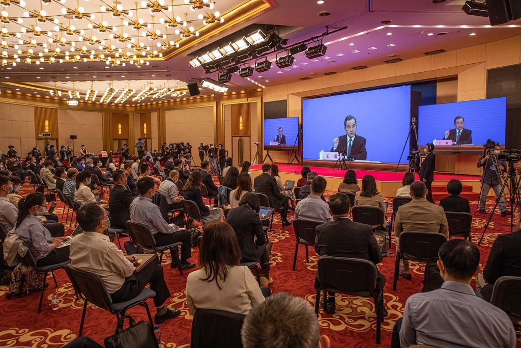 Videoconferencia con periodistas del ministro de Exteriores chino Wang Yi.