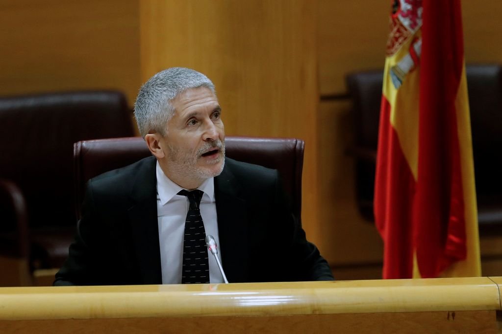 El ministro del Interior, Fernando Grande-Marlaska, en la comisión de interior del Senado.