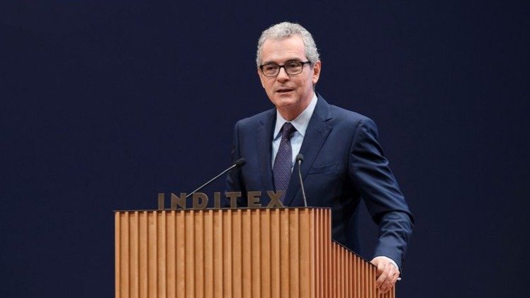 Pablo Isla, durante su intervención ante la junta de accionistas de Inditex, que se desarrolló de forma telemática.