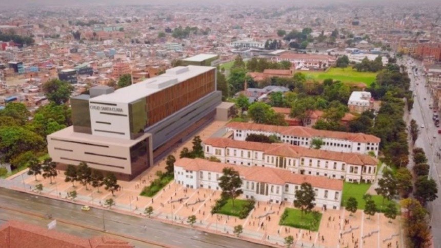 Recreación del edificio principal del área sanitaria de Bogotá en la que Copasa construirá nuevos equipamientos respetando los edificios históricos.