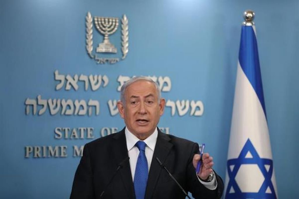 El primer ministro de Israel, Benjamin Netanyahu, anunciando el acuerdo de paz con EAU.