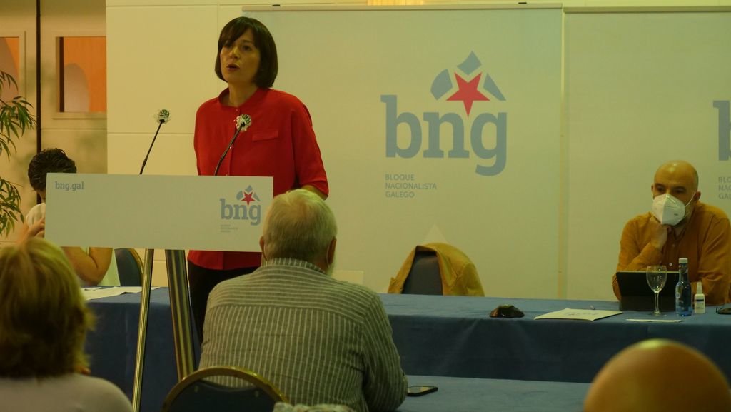 La portavoz nacional del BNG, Ana Pontón, en su intervención durante el primer Consello de la formación tras las elecciones.