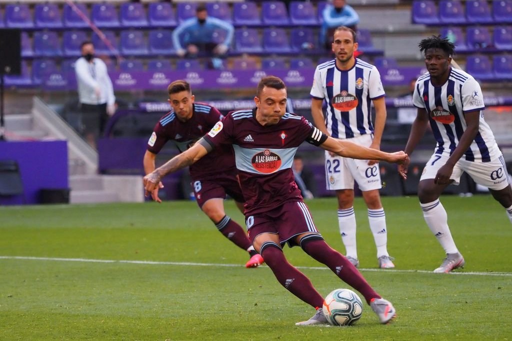Iago Aspas falló un penalti ante Masip en el Valladolid-Celta de la pasada temporada.