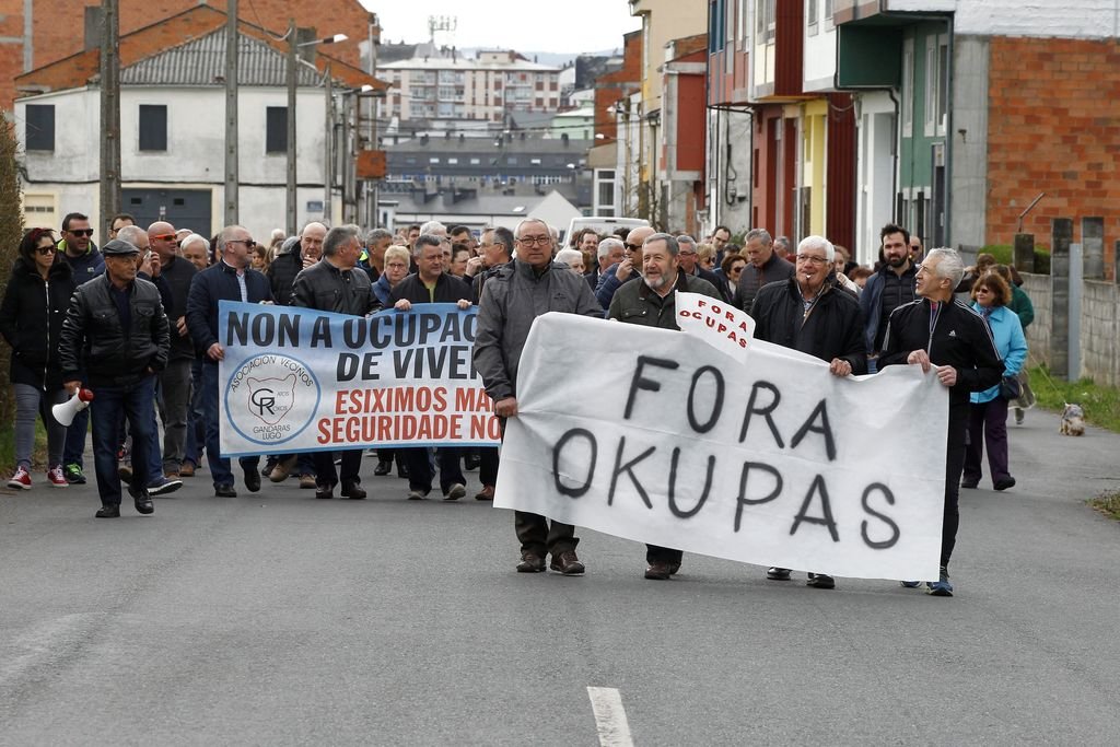 Manifestación contra los okupas en Lugo, antes de la pandemia.