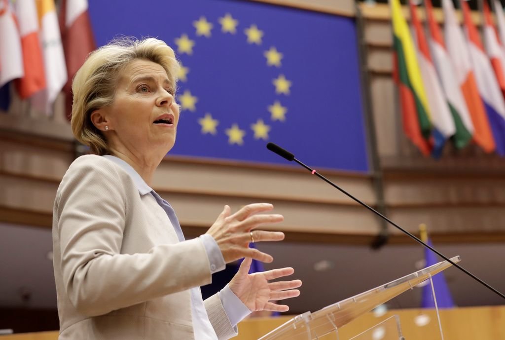 La presidenta de la Comisión Europea, Ursula von der Leyen, en el Parlamento Europeo.